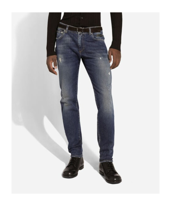 Dolce & Gabbana Men's Distressed Effect Skinny Jeans In Black