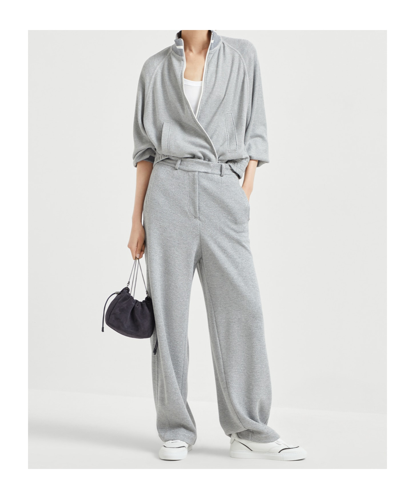 Brunello Cucinelli Jersey Trousers In Gray