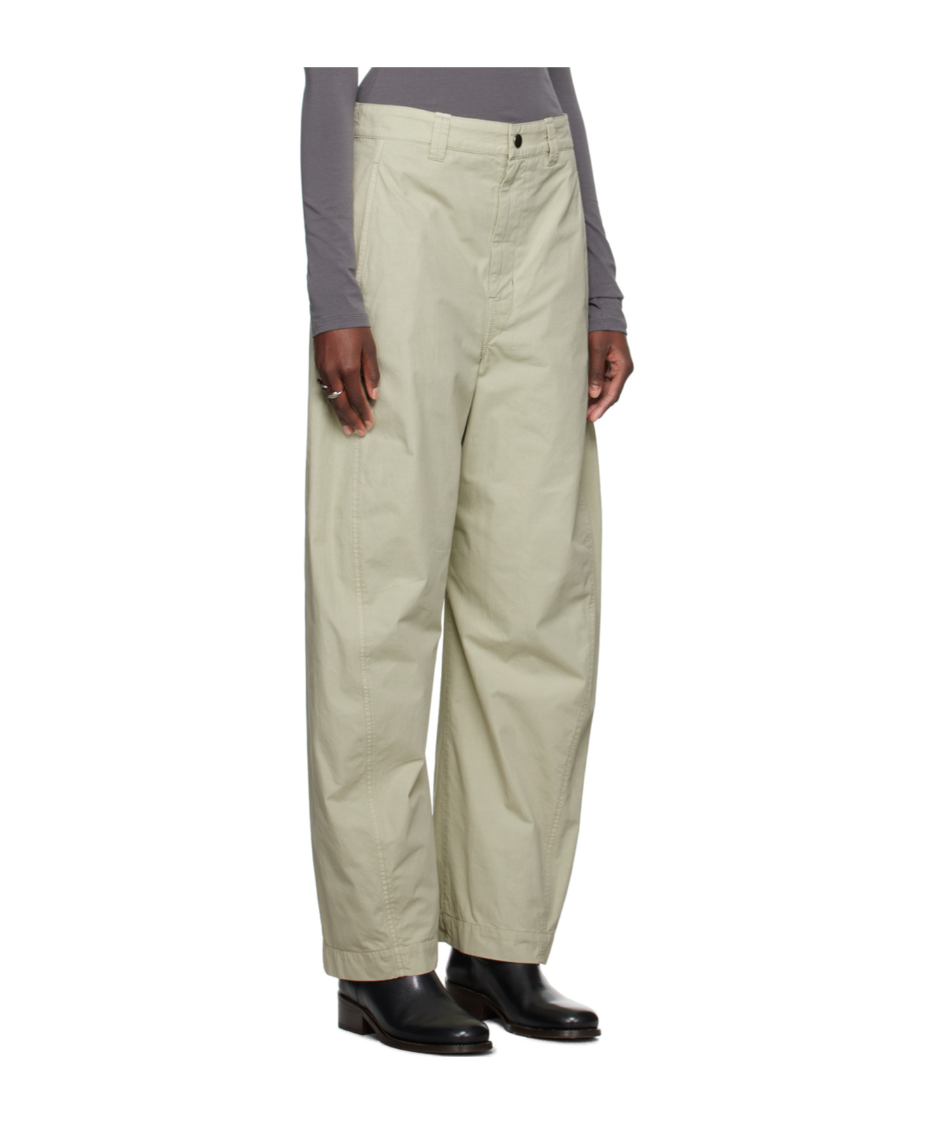 Shop Lemaire High-waisted Four-pocket Casual Pants In Gray