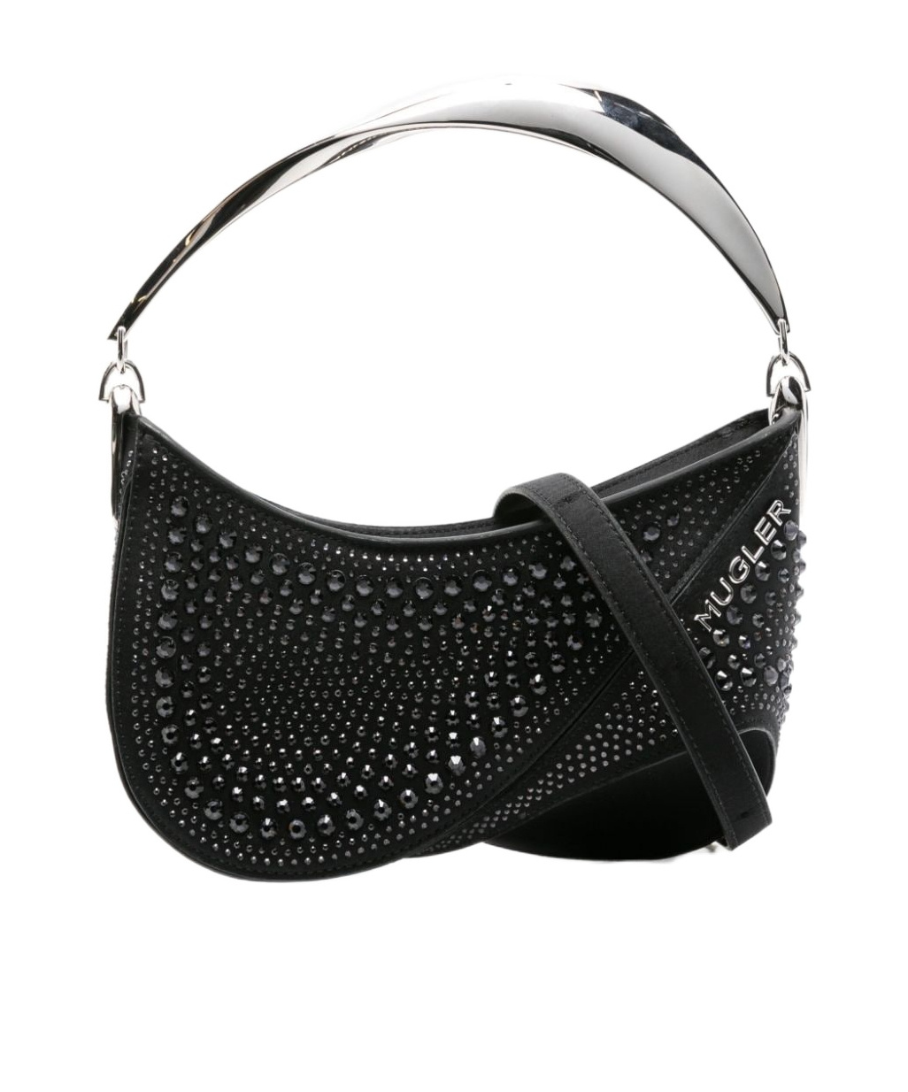 Mugler Medium Spiral Curve 01 Shoulder Bag In Black