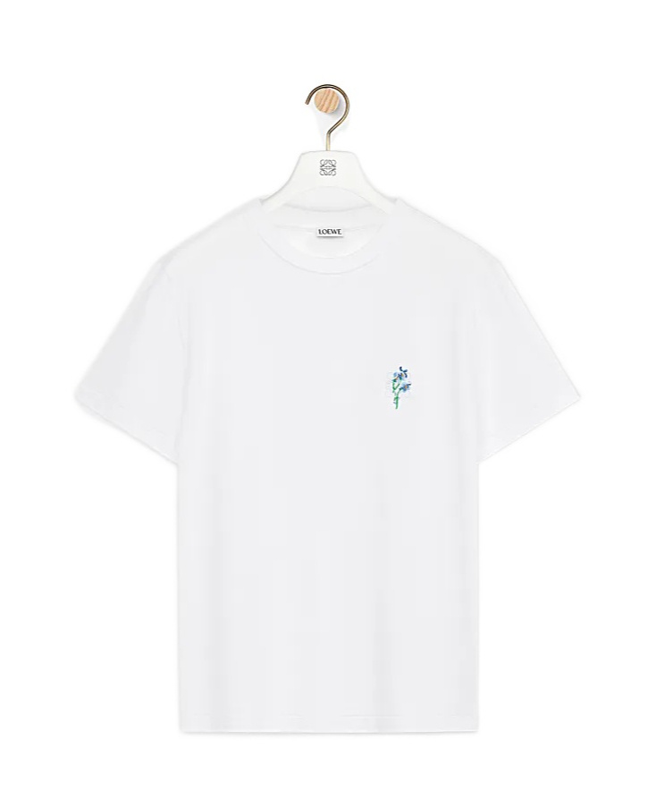 Loewe Womens White Floral Anagram-embroidery Relaxed-fit Cotton-jersey T-shirt In White