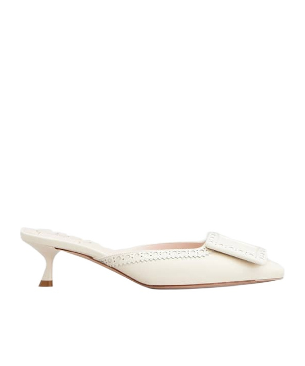 Roger Vivier Viv' In The City Mules In Leather In Off-white