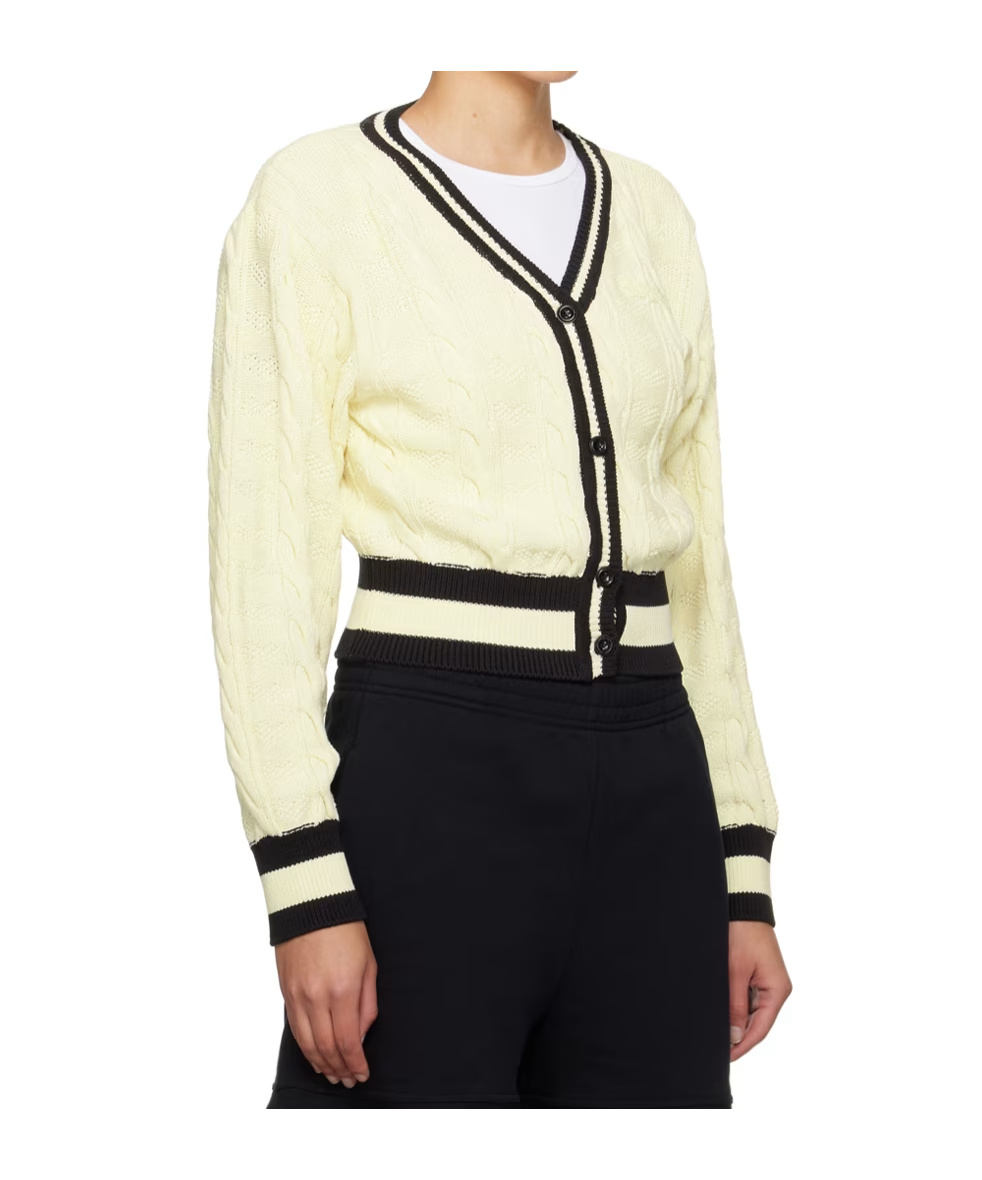 Open Yy Cable-knit Cardigan In White