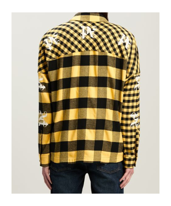 Palm Angels Tweed Checked Jacket In Yellow