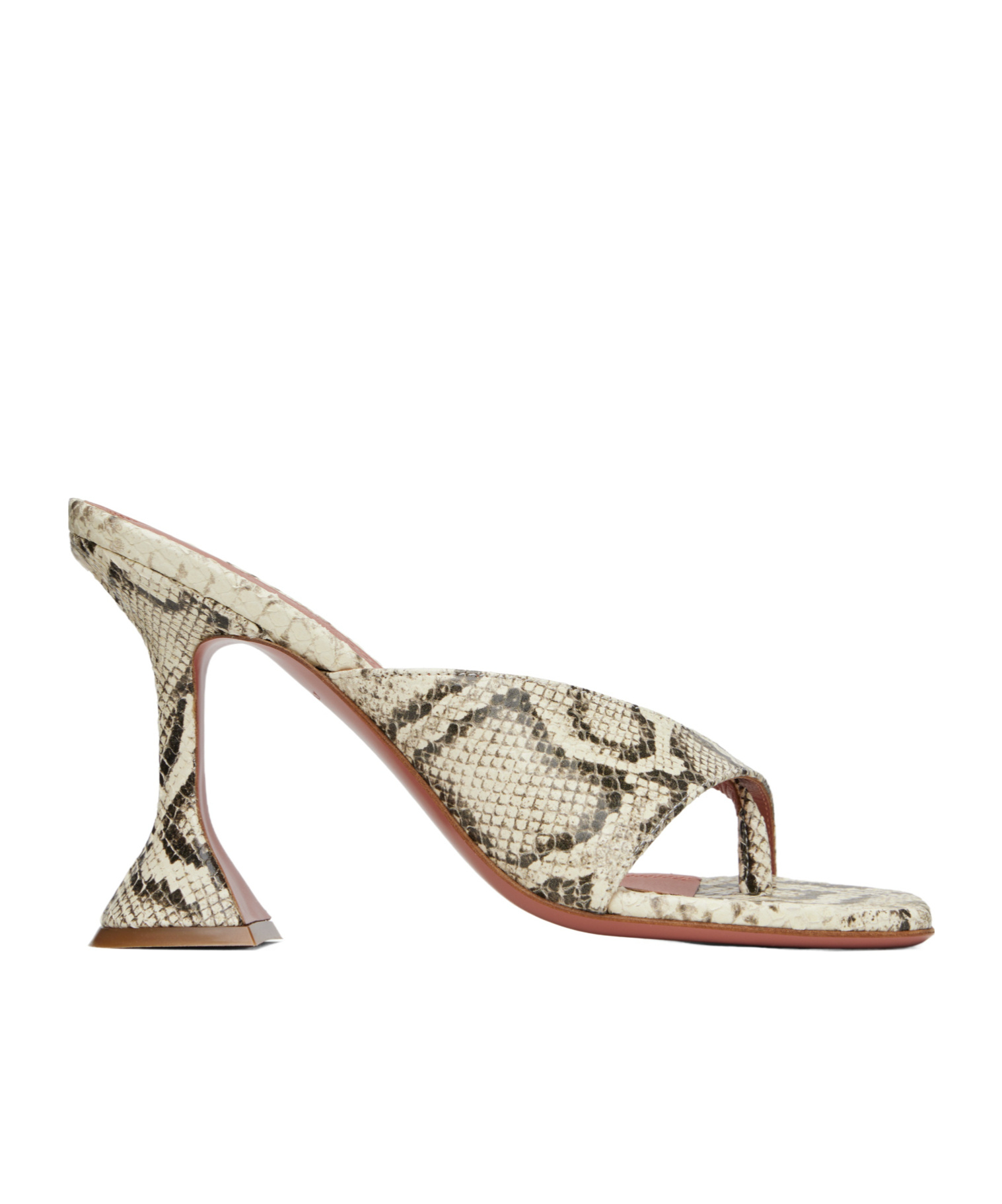 Amina Muaddi 95mm Shiona Snakeskin Sculpted-heel Sandals In Brown