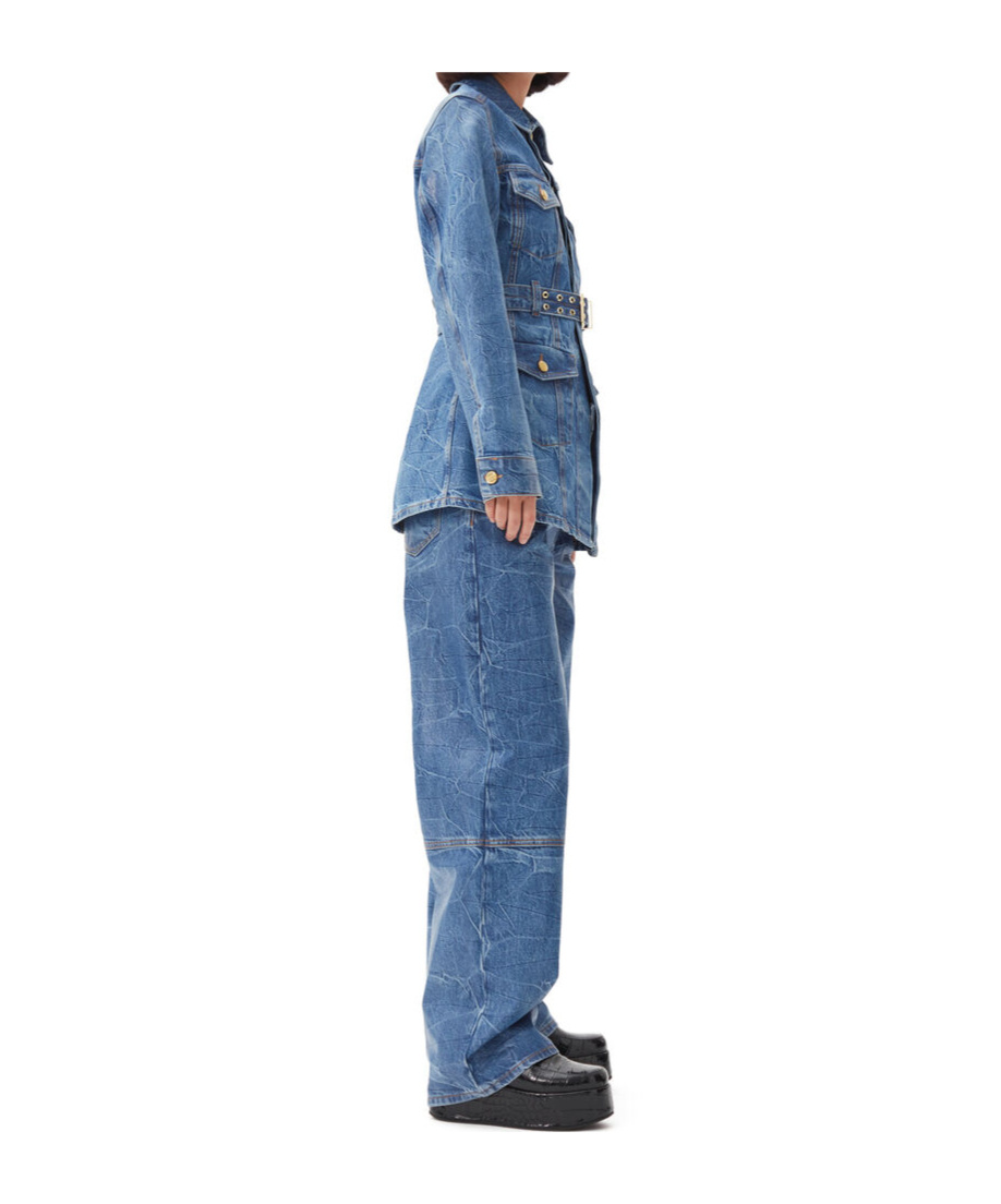 Ganni Women Foil Denim Jacket In Blue