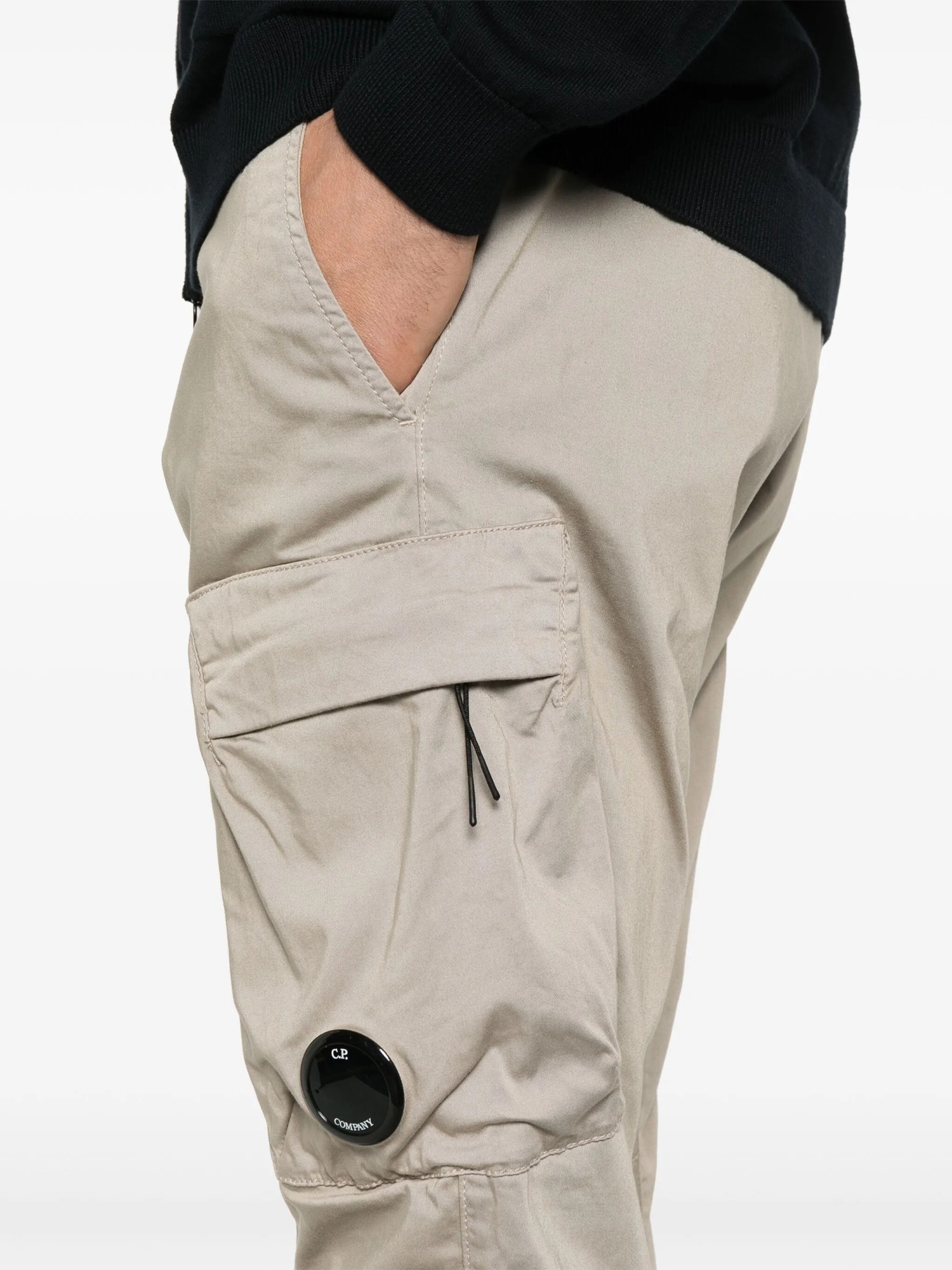 C.p. Company Sateen Stretch Cargo Lens Pants In Neutral
