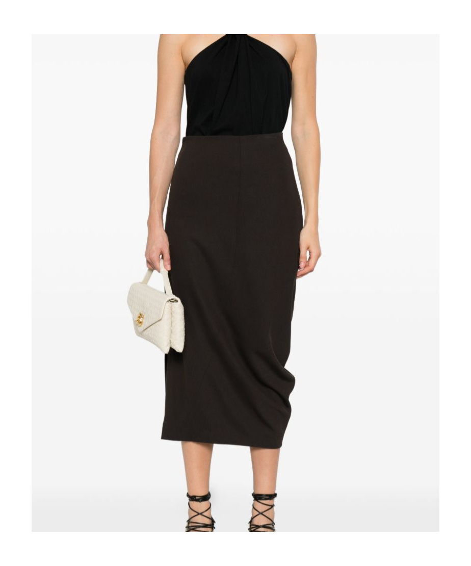 Lanvin Knee Length And Midi Skirt With Asymmetric Hem In Brown