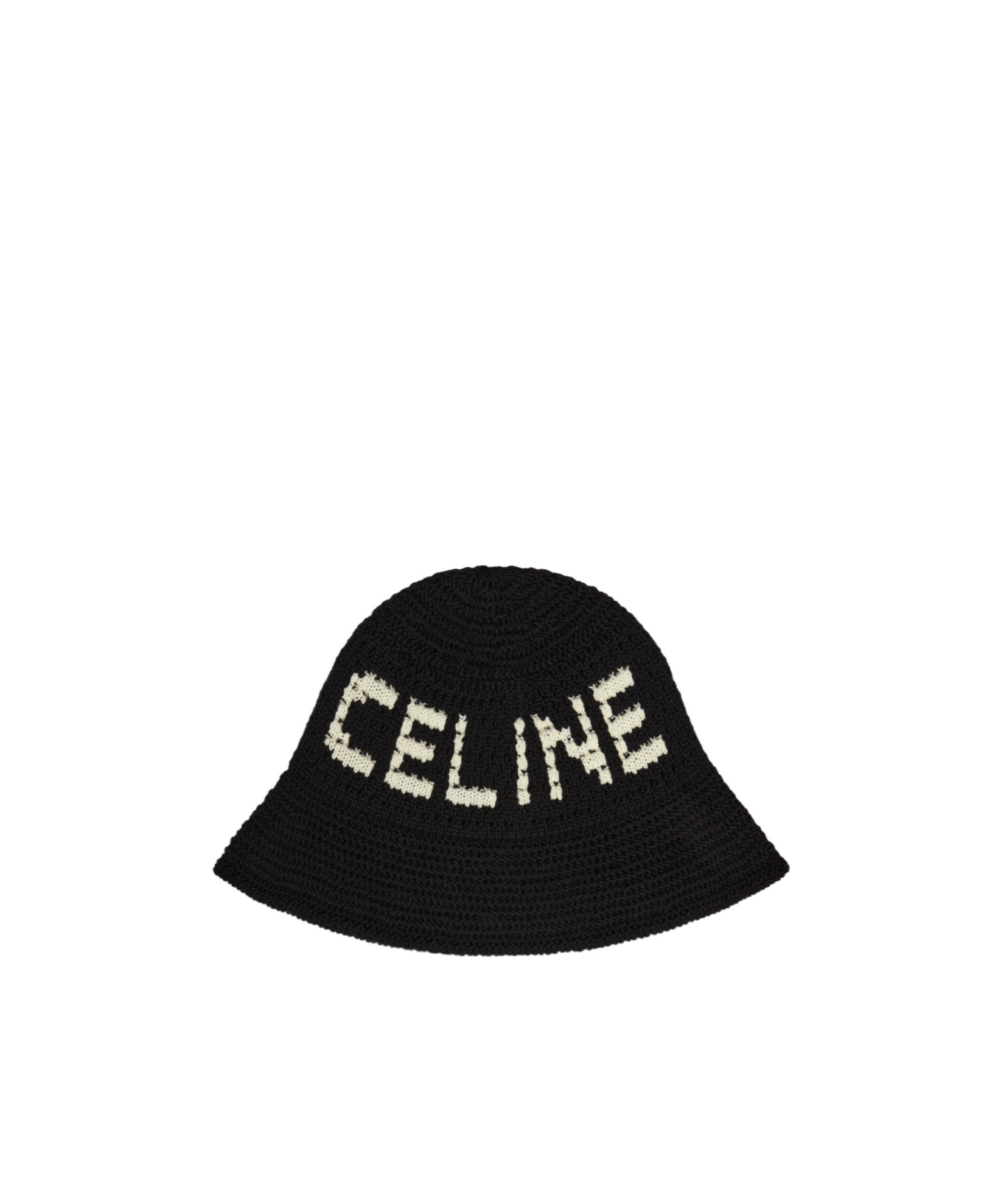 Celine Logo Crochet Hat In Black