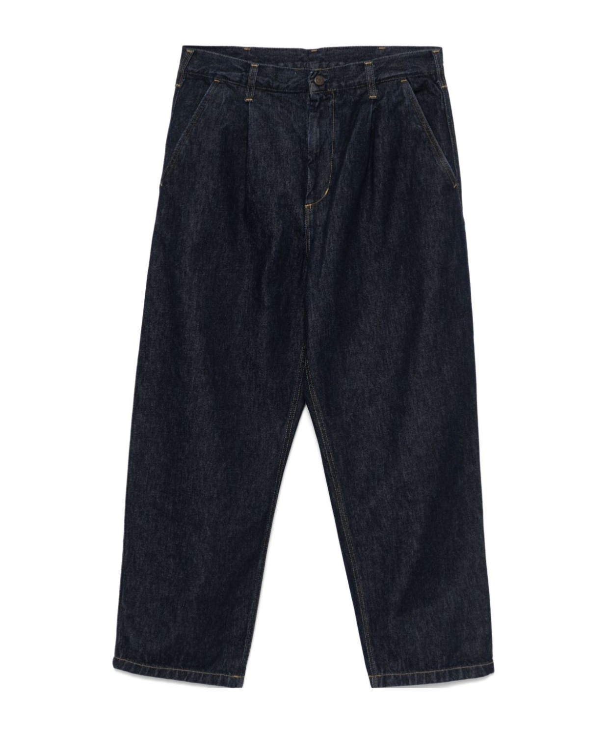 Carhartt Straight Trousers With Front Pleats And Pockets In Black