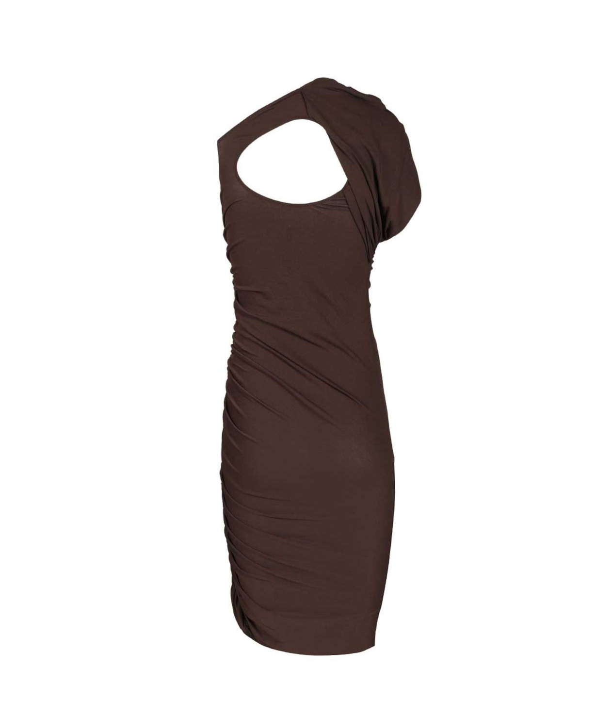 Rick Owens Lilies Amira Gathered Short Dress In Brown