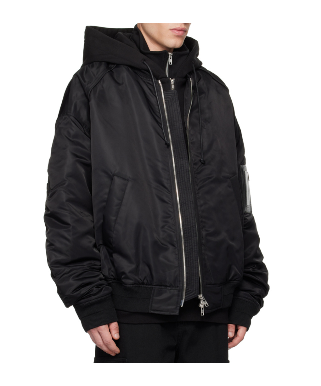 Juunj Multiple Front Pockets Bomber Jacket In Black