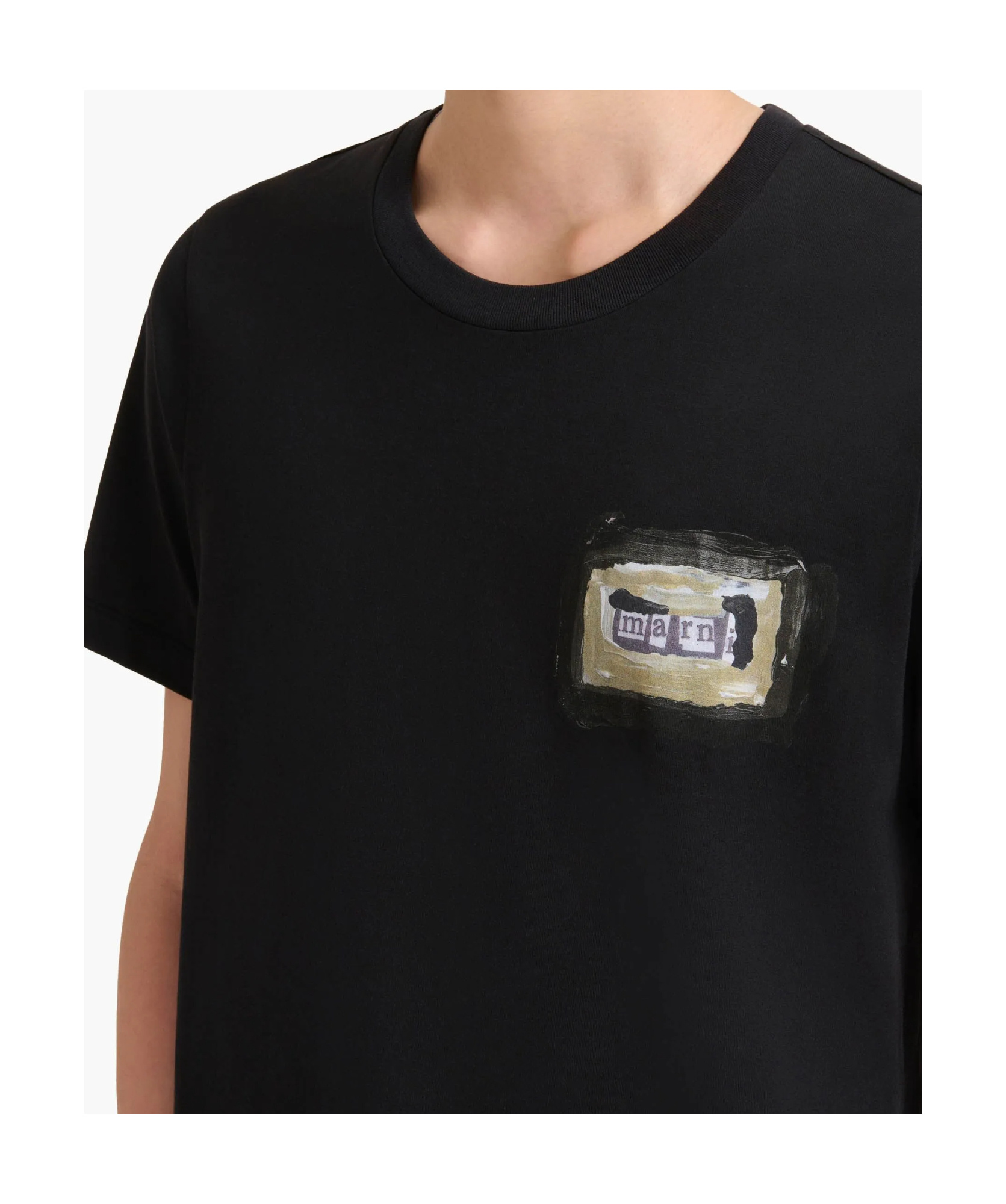 Marni Cotton Logo Graphic Tee In Black