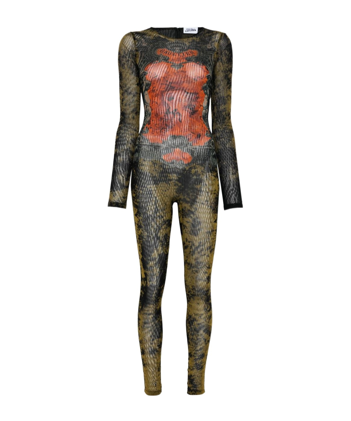 Jean Paul Gaultier Medallion Print Crew Neck Bodysuit In Black
