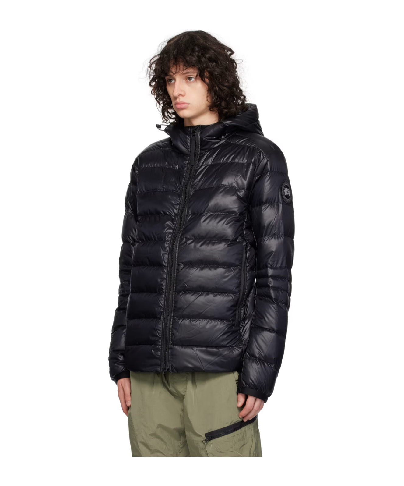 Shop Canada Goose Zipper Long-sleeved Down Jacket In Black