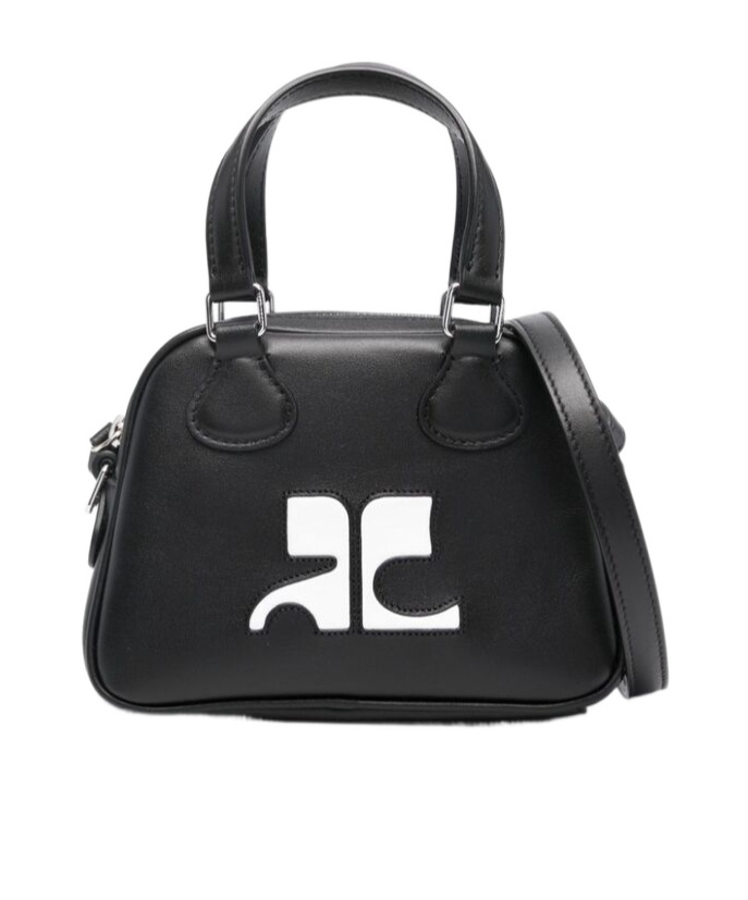 Shop Courrèges Re-issue Logo Debossed Crossbody Bag In Black
