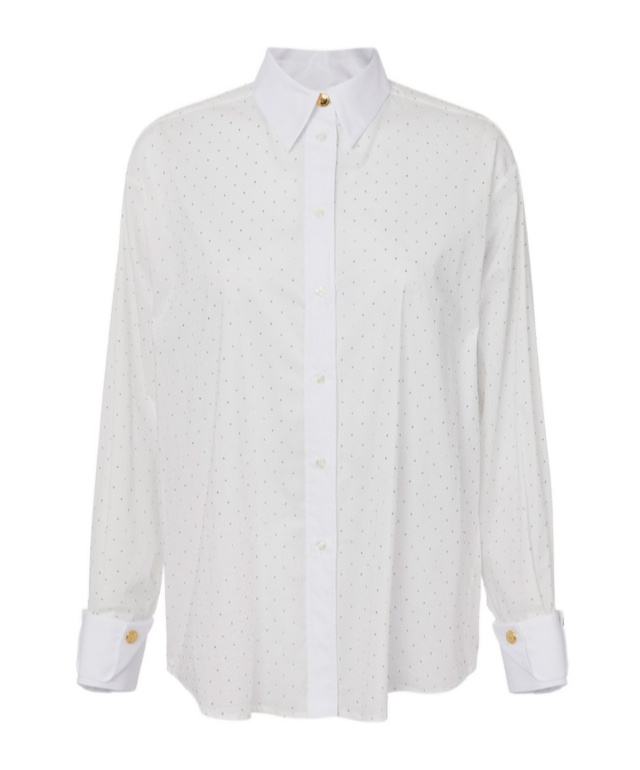 Elisabetta Franchi Long-sleeved Poplin Shirt In White