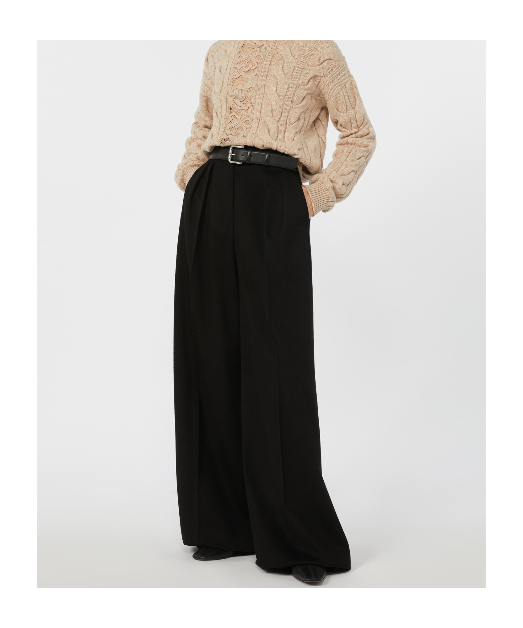 Max Mara Flared Camel Trousers In Black
