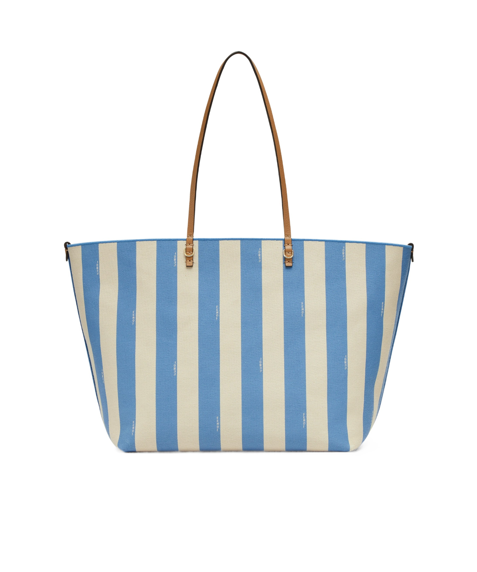 Fendi Large Reversible Shopping Bag With Embroidered Fabric In Blue