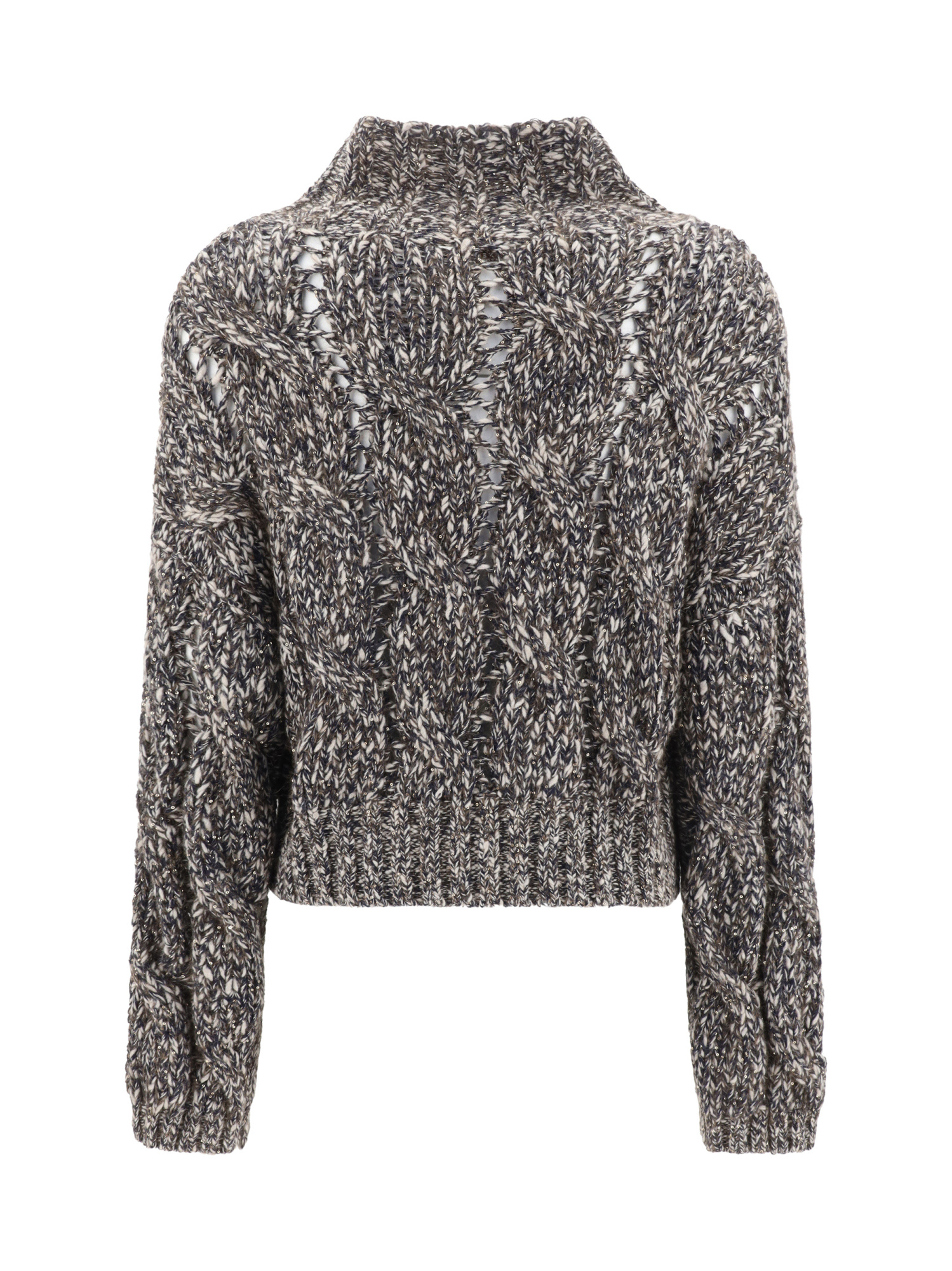 Brunello Cucinelli Braided Cardigan In Gray