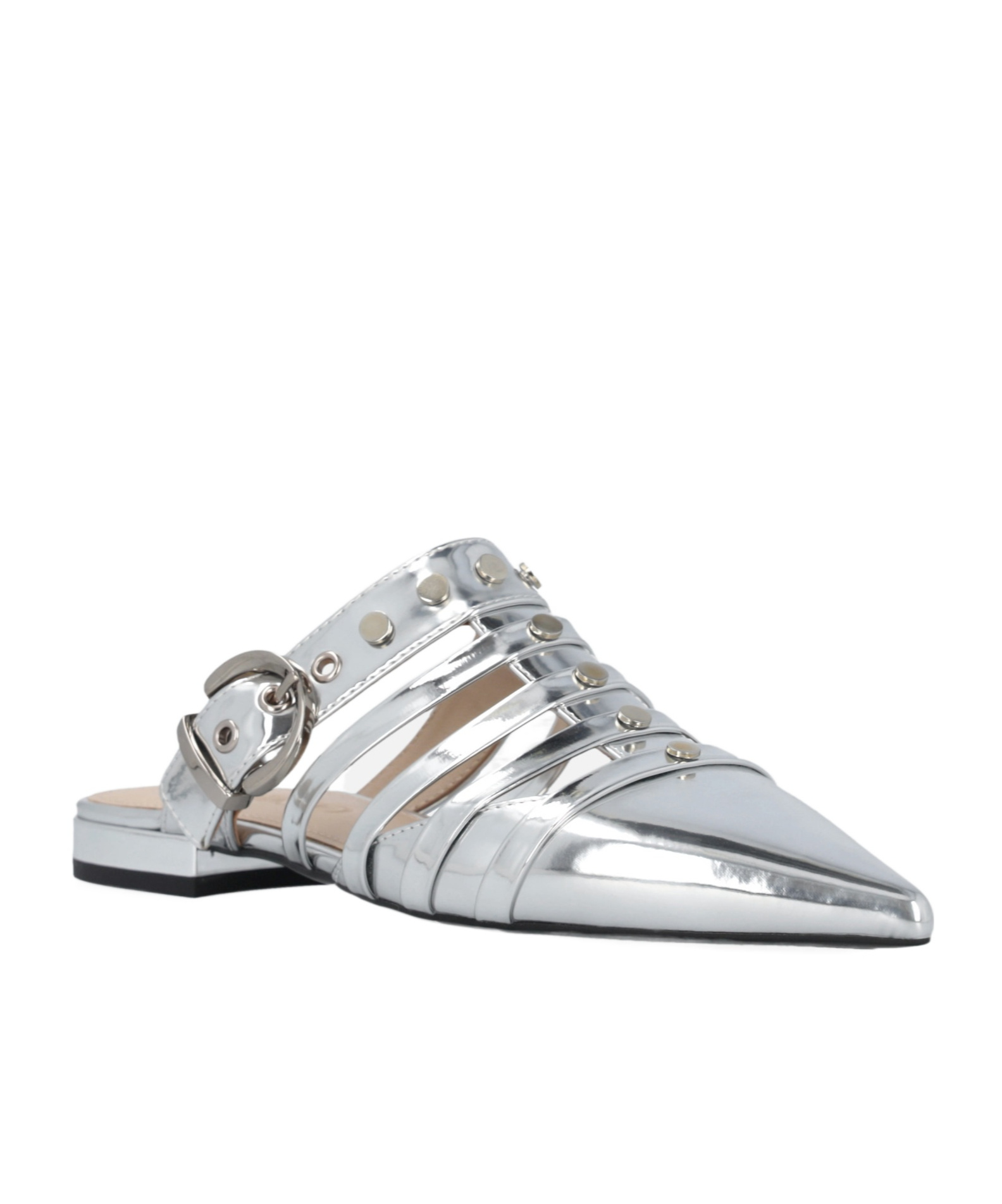 Pinko Leather Mules In Gold