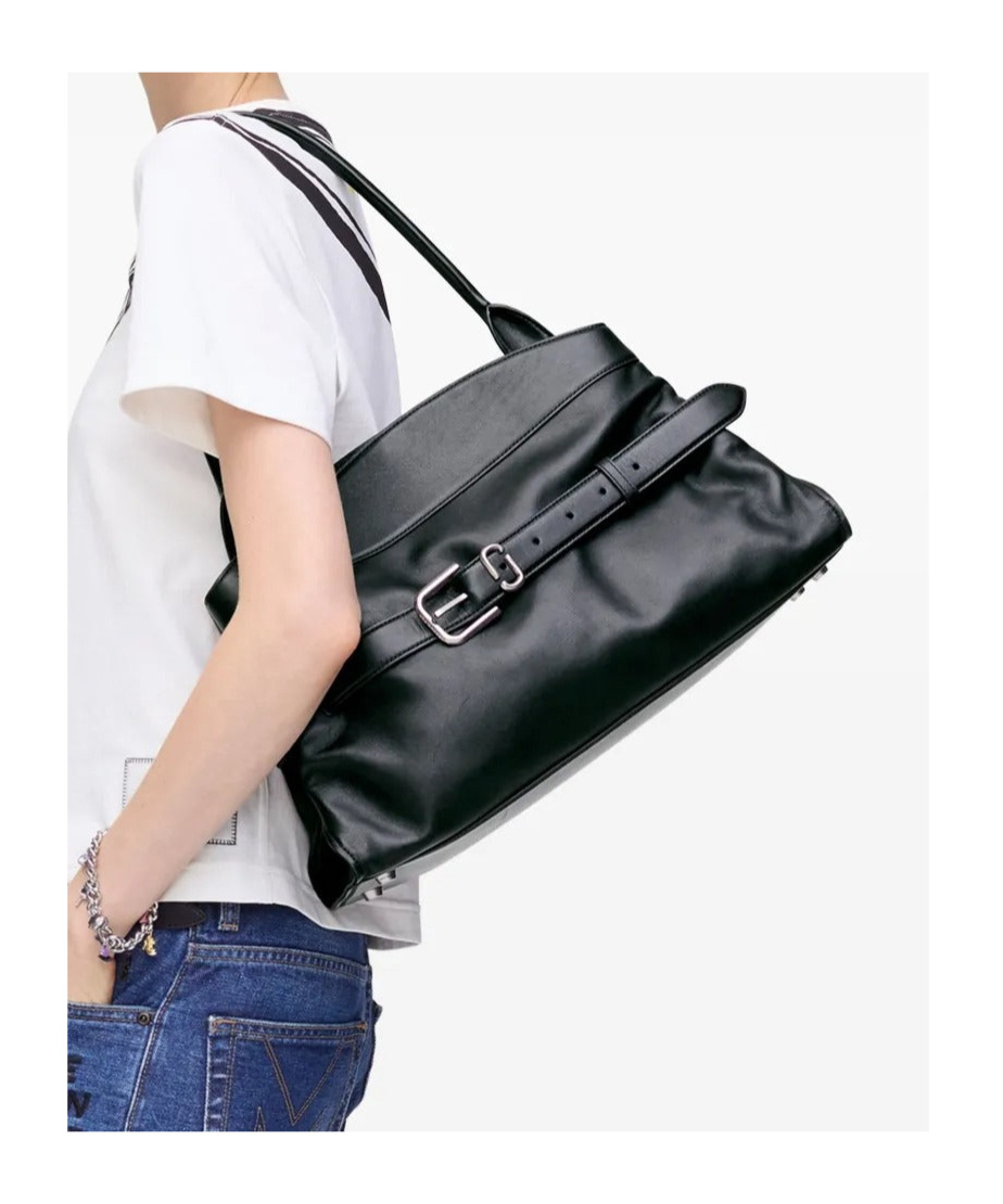 Marc Jacobs The Satchel Leather Shoulder Bag In Black