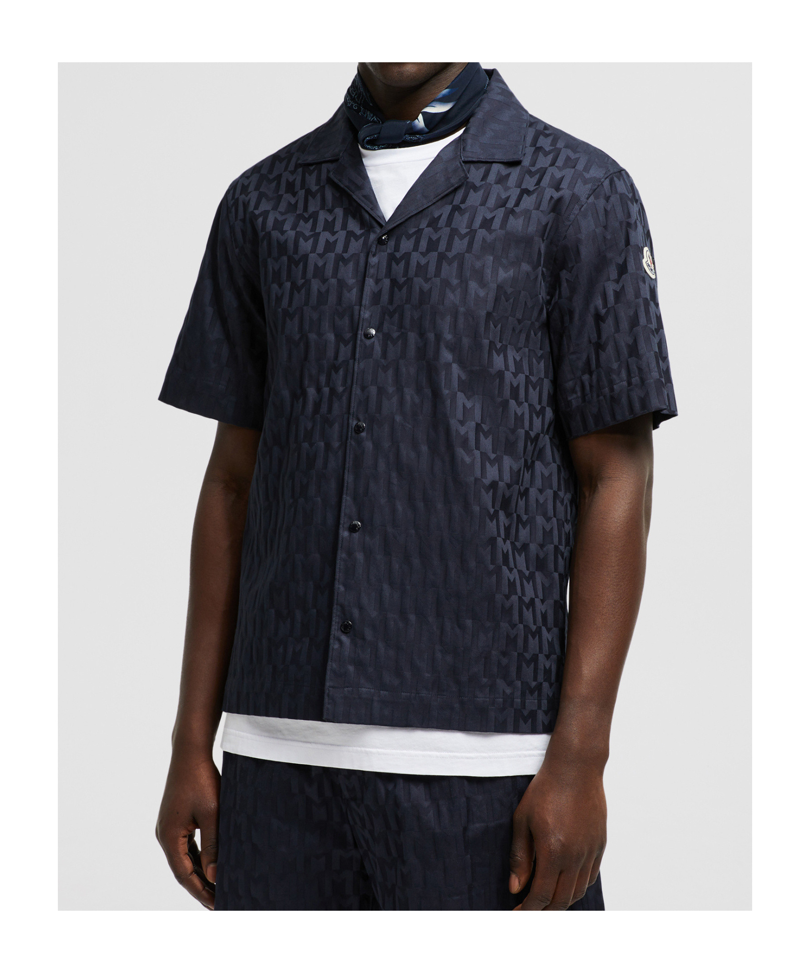Moncler Chemise En Coton À Monogramme En Jacquard In Black