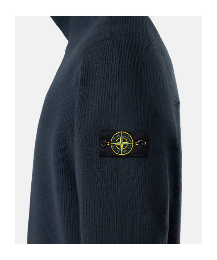 Stone Island Comfort-fit Mock Neck Sweatshirt With Back Yoke Detail In Blue