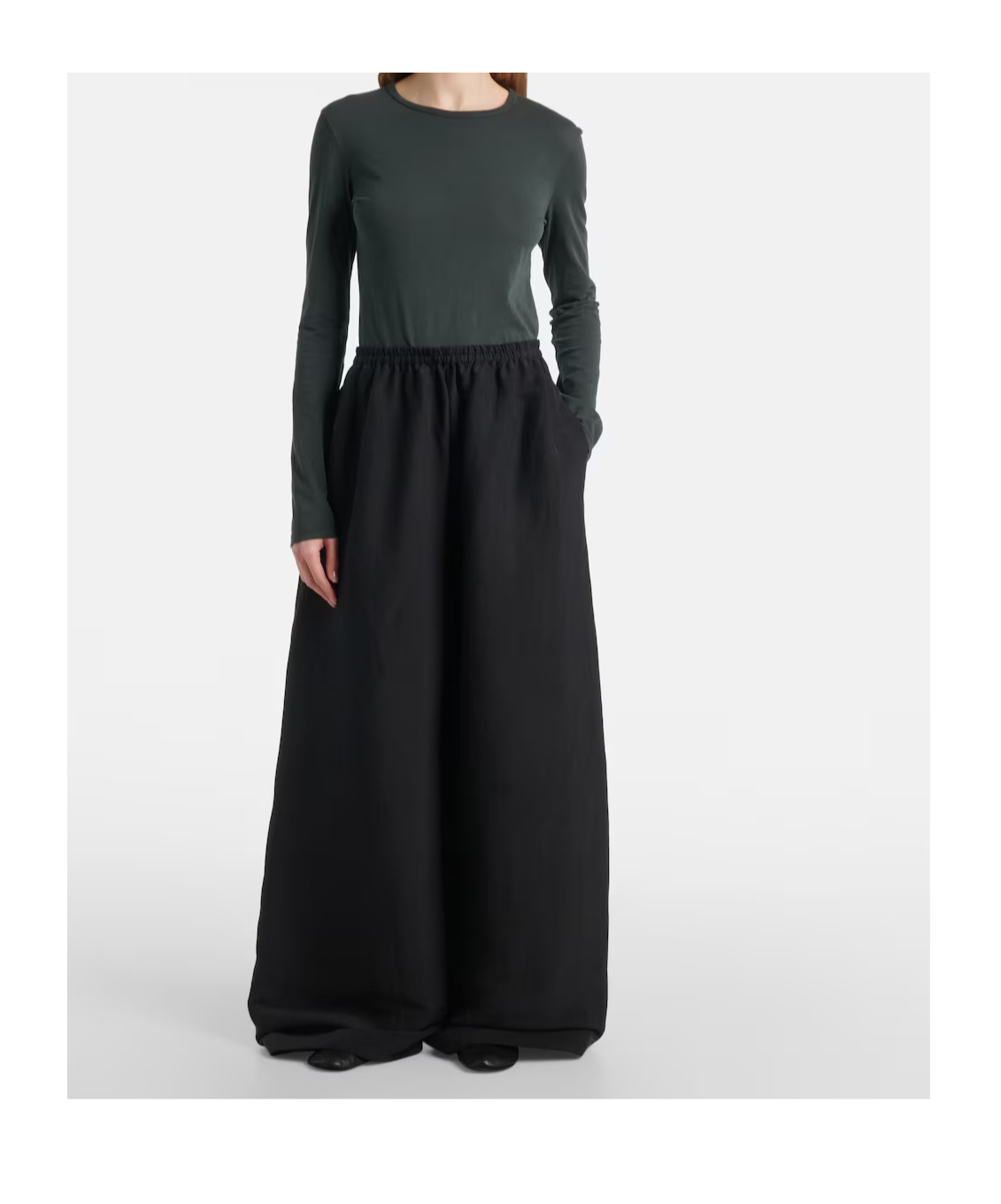 The Row Bellana Extra Wide Silk Pants In Black