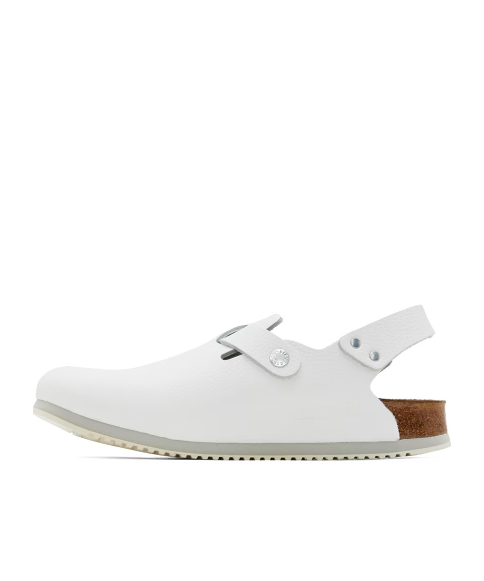 Birkenstock Tokio Suede Slingback Clogs In White