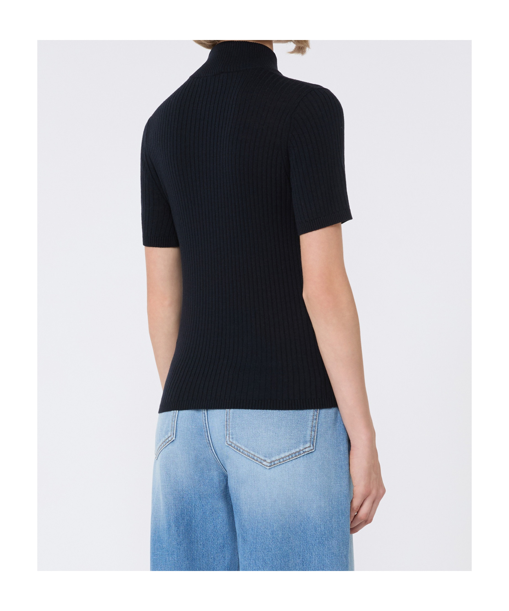 Max Mara Turtleneck In Silk And Wool In Black