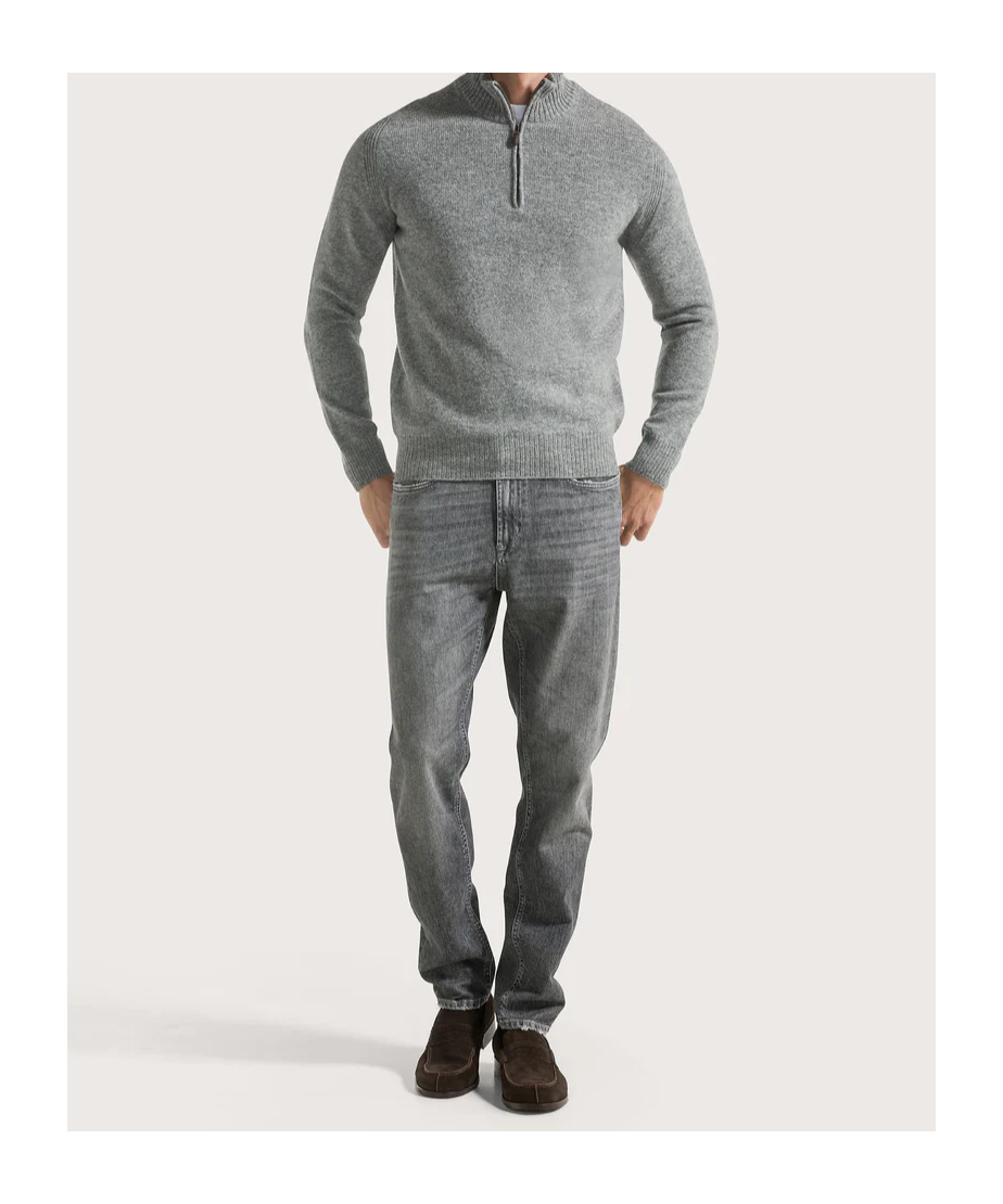 Seventy Turtleneck With Zipper In Pure Wool In Gray