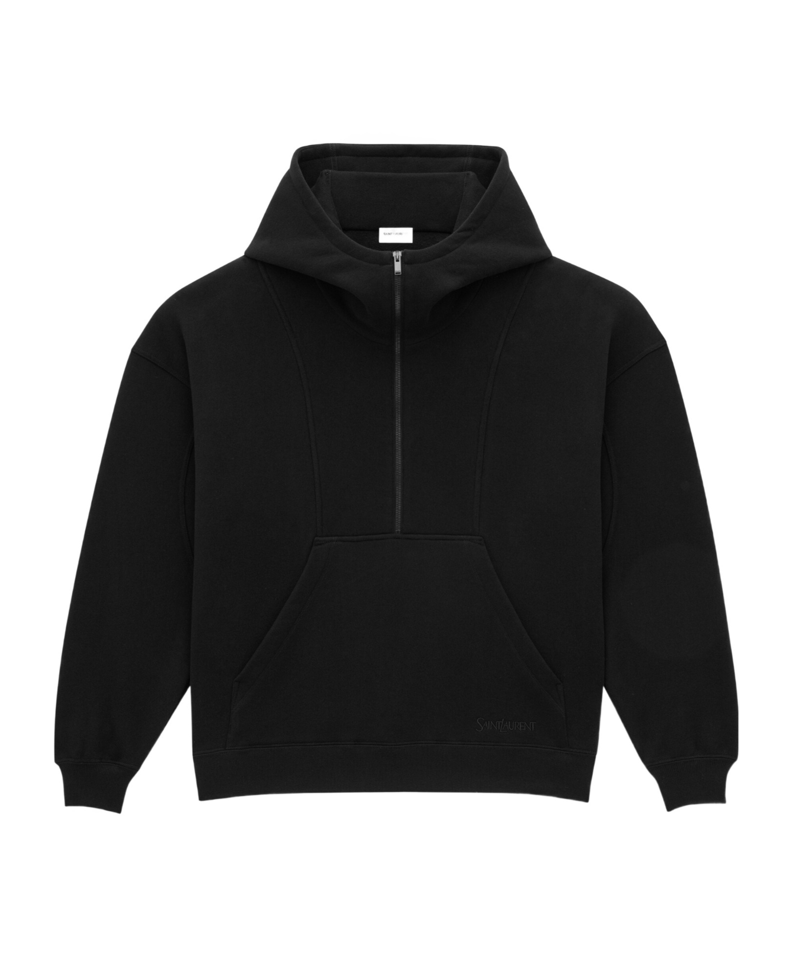 Saint Laurent Cotton Half-zip Hoodie In Black