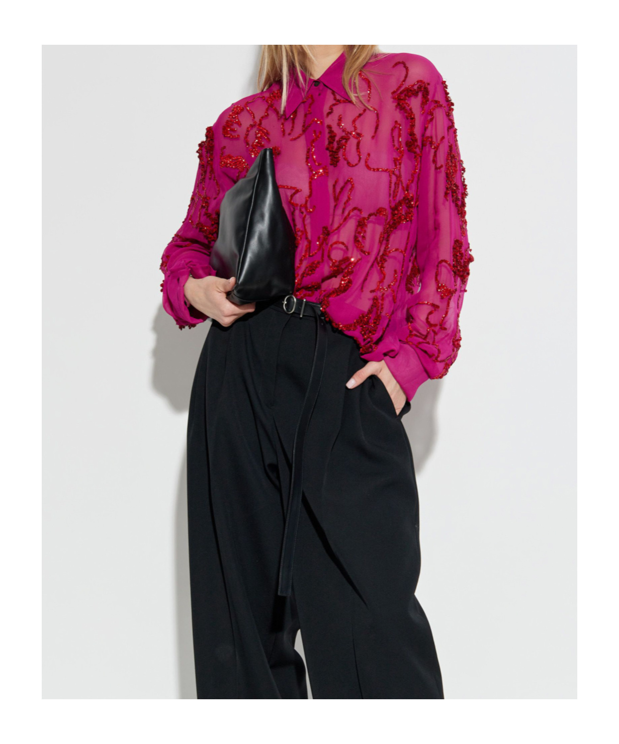Dries Van Noten Lapel Long-sleeved Shirt In Pink