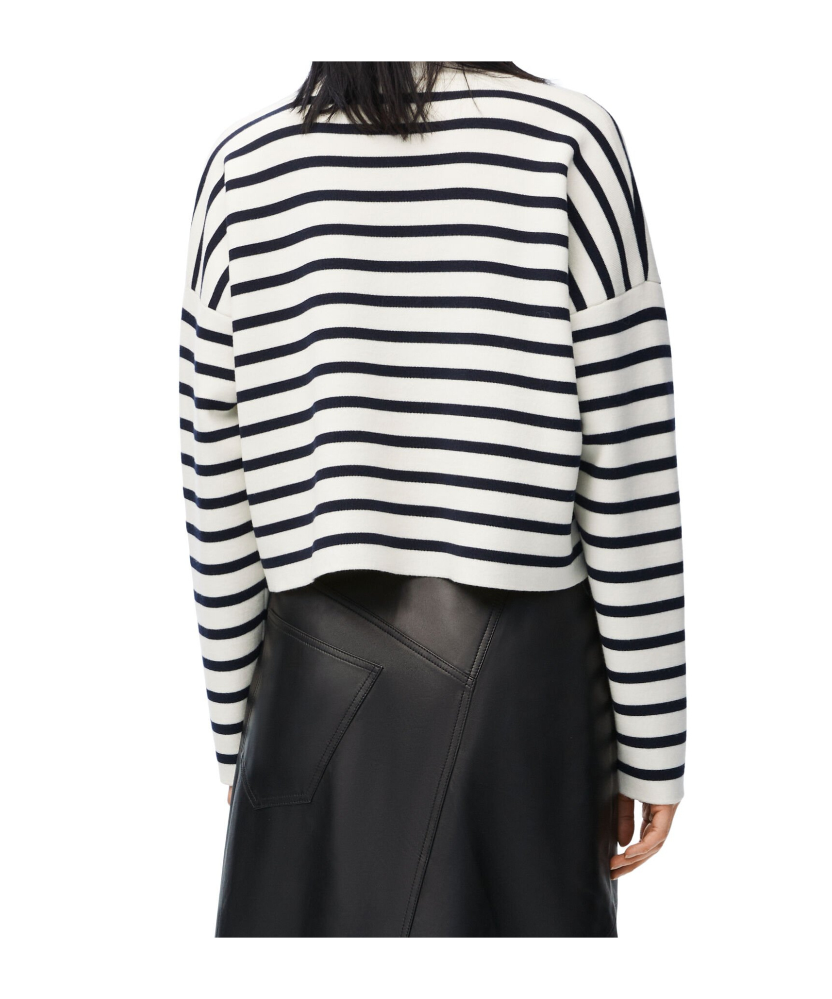Loewe Striped Wool-blend Sweater With Anagram Detail In White