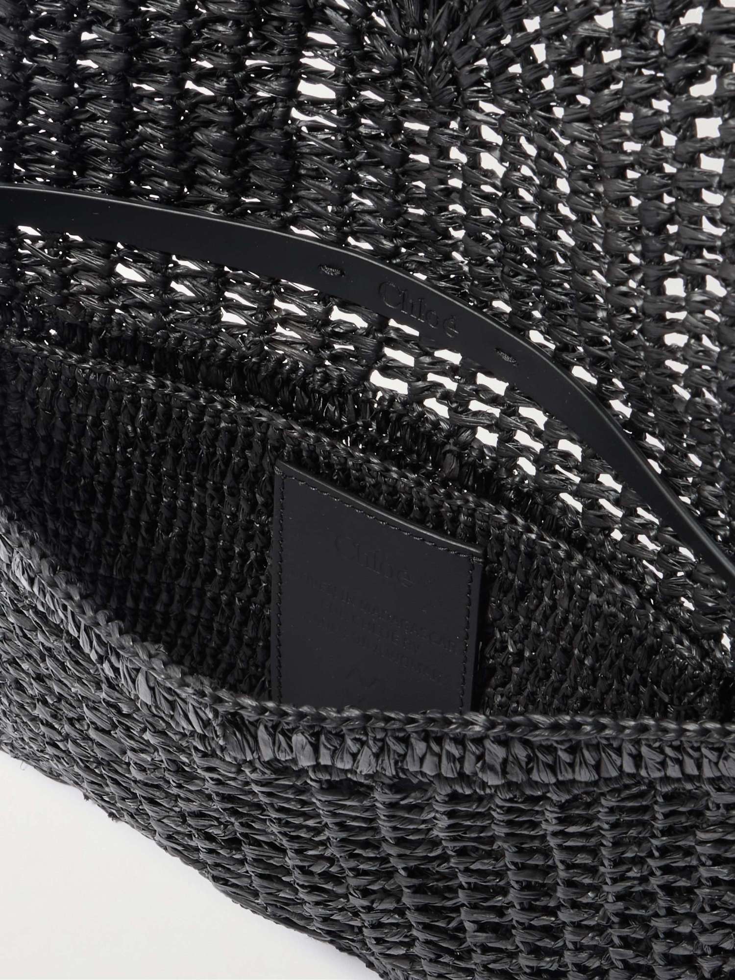 Chloé Chloe Black Raffia Summer Banana Crossbody Bag In Black