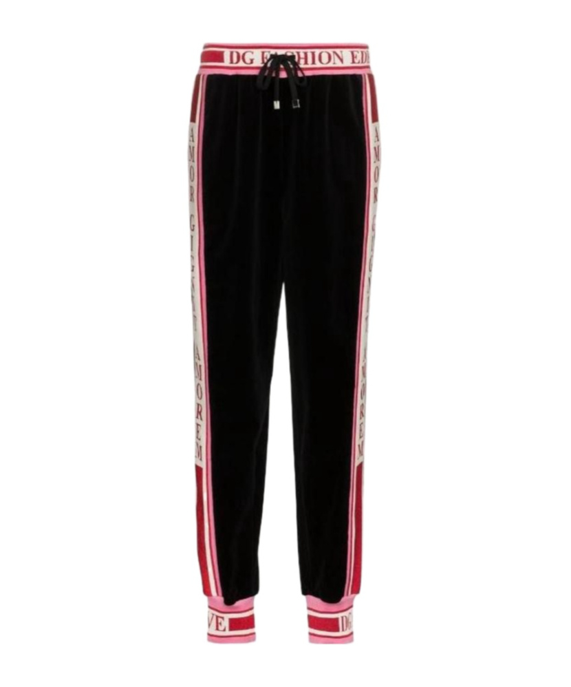 Dolce & Gabbana Logo Striped Sweatpants In Black