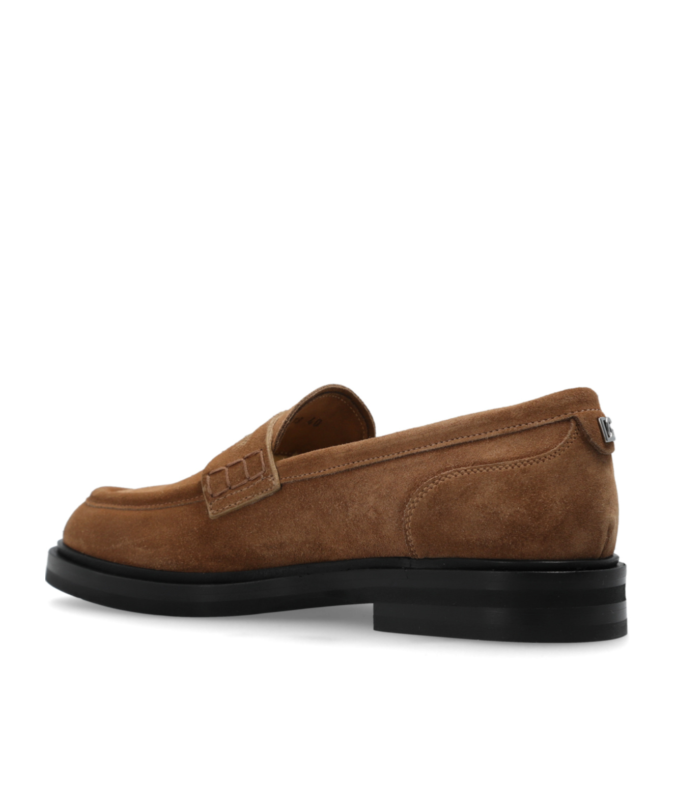 Dolce & Gabbana Dg Logo Suede Penny Loafers In Brown