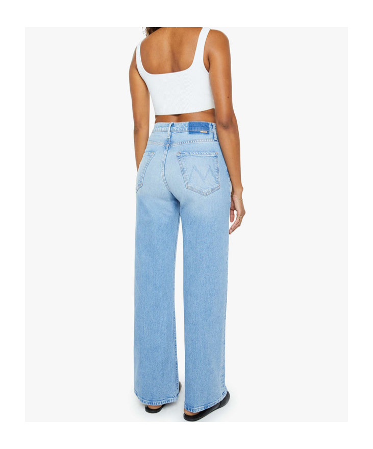 Mother Lasso Sneak Jeans In Combined Cotton Stretch In Blue