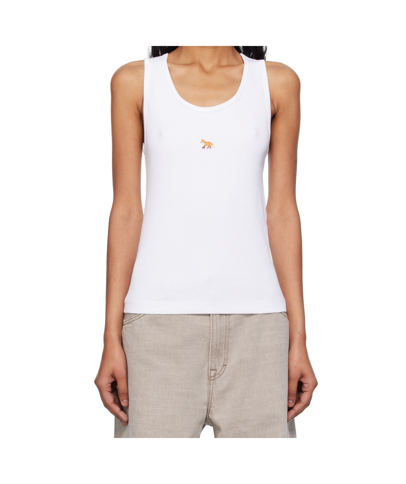 Maison Kitsuné Maison Kitsune Baby Fox Sleeveless Top For In White