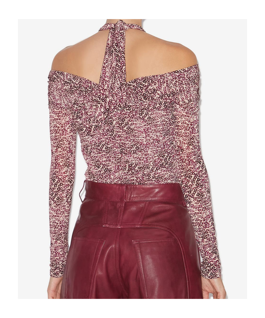Isabel Marant Vonda Cold-shoulder Draped Top In Red
