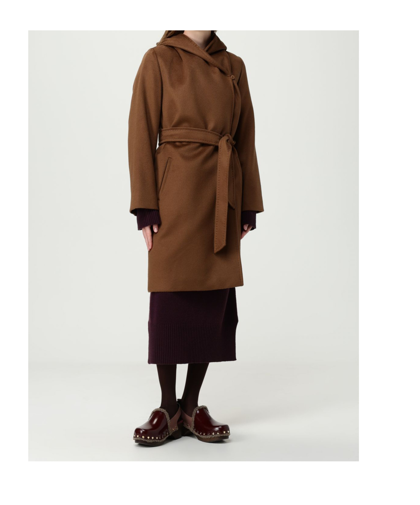 Max Mara Long-sleeved Coat In Brown