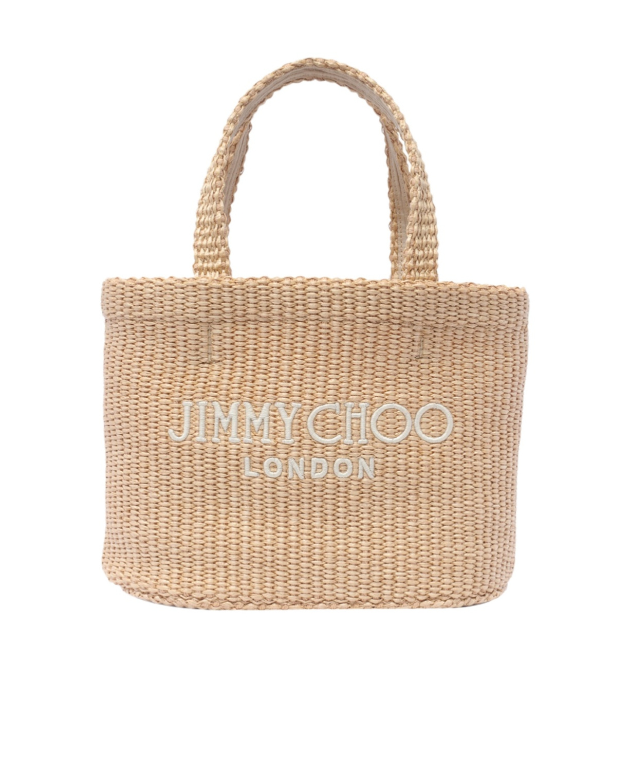 Jimmy Choo Mini Logo-embroidered Beach Bag In Nude