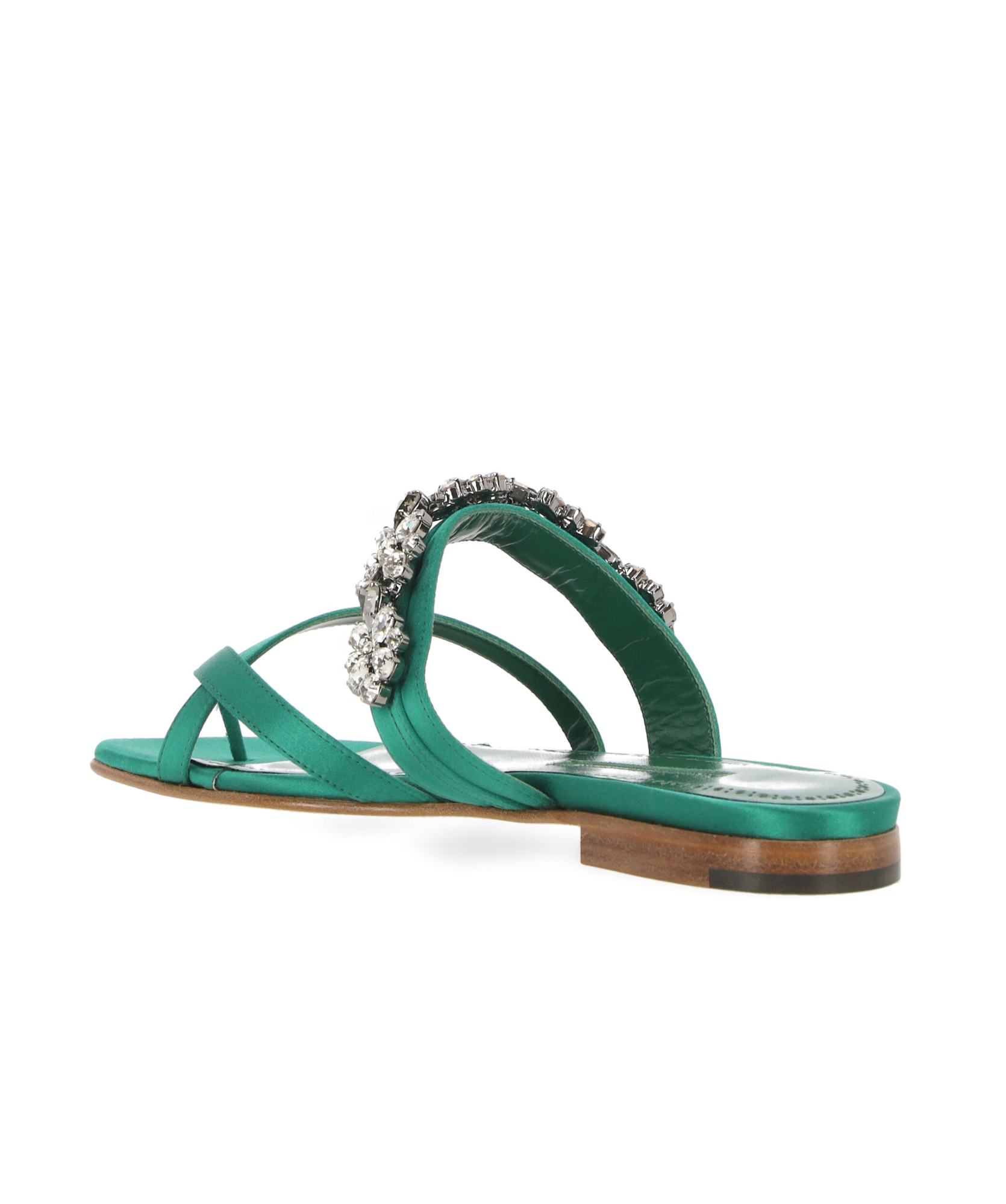Manolo Blahnik Embellished Slide Sandals In Green