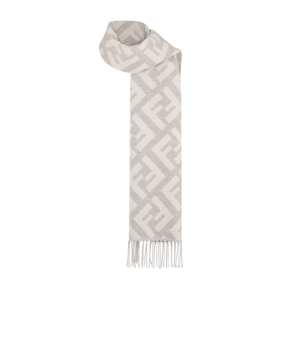 Shop Fendi Pale Gray Cashmere Scarf In White