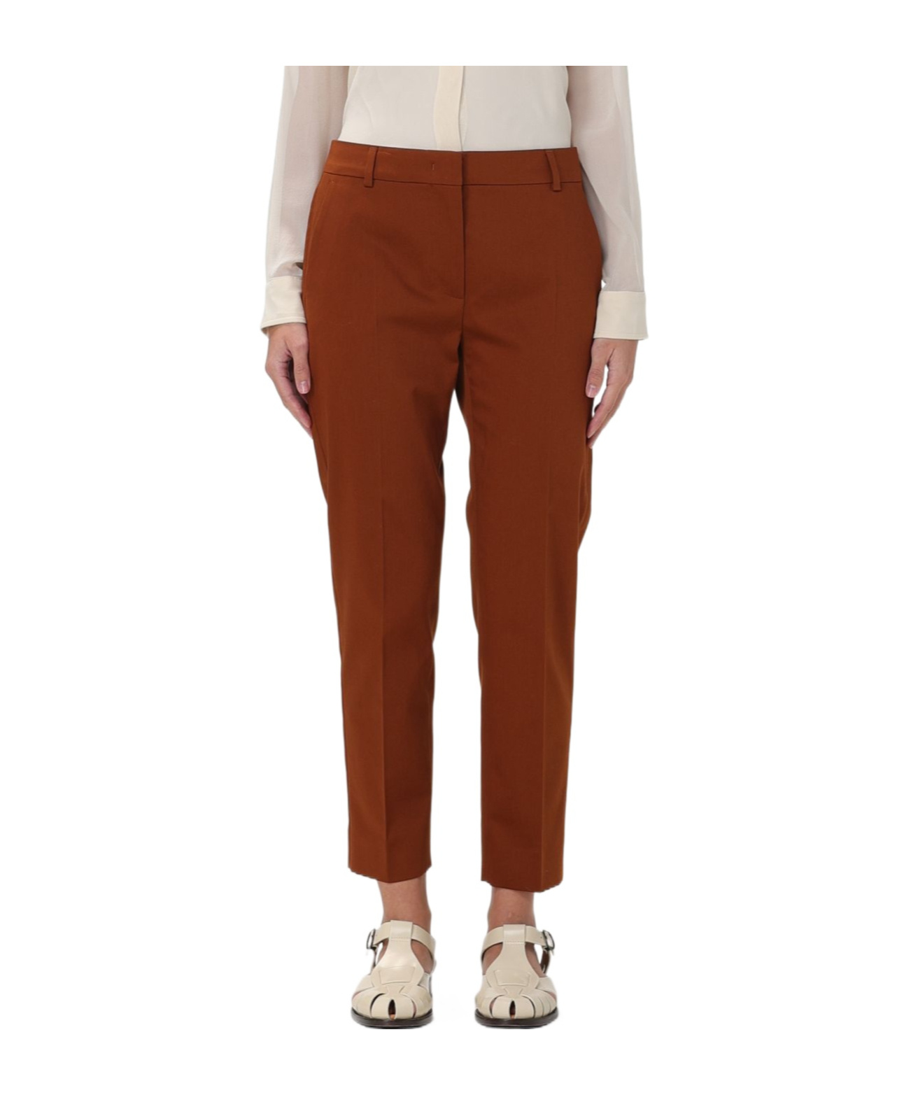 Max Mara Tapered Cropped Trousers In Brown