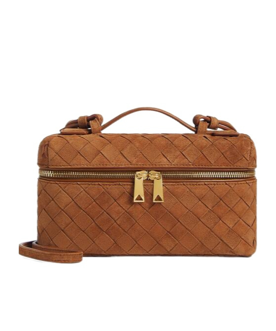 Bottega Veneta Women Bang Bang Leather Vanity-case With Intrecciato Motif In Brown