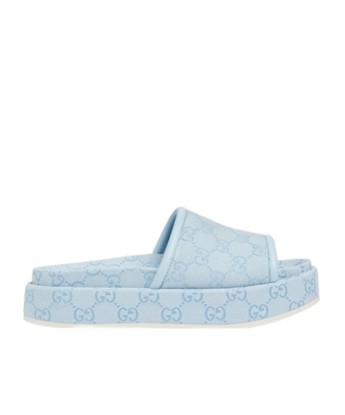 Shop Gucci Women's Gg Platform Sandal In Light Blue