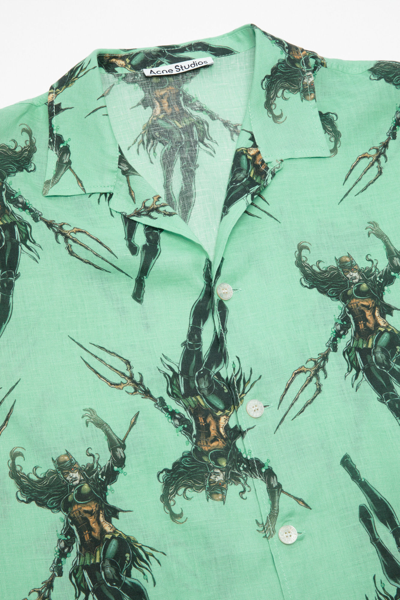 Acne Studios Printed Button-down Shirt In Green