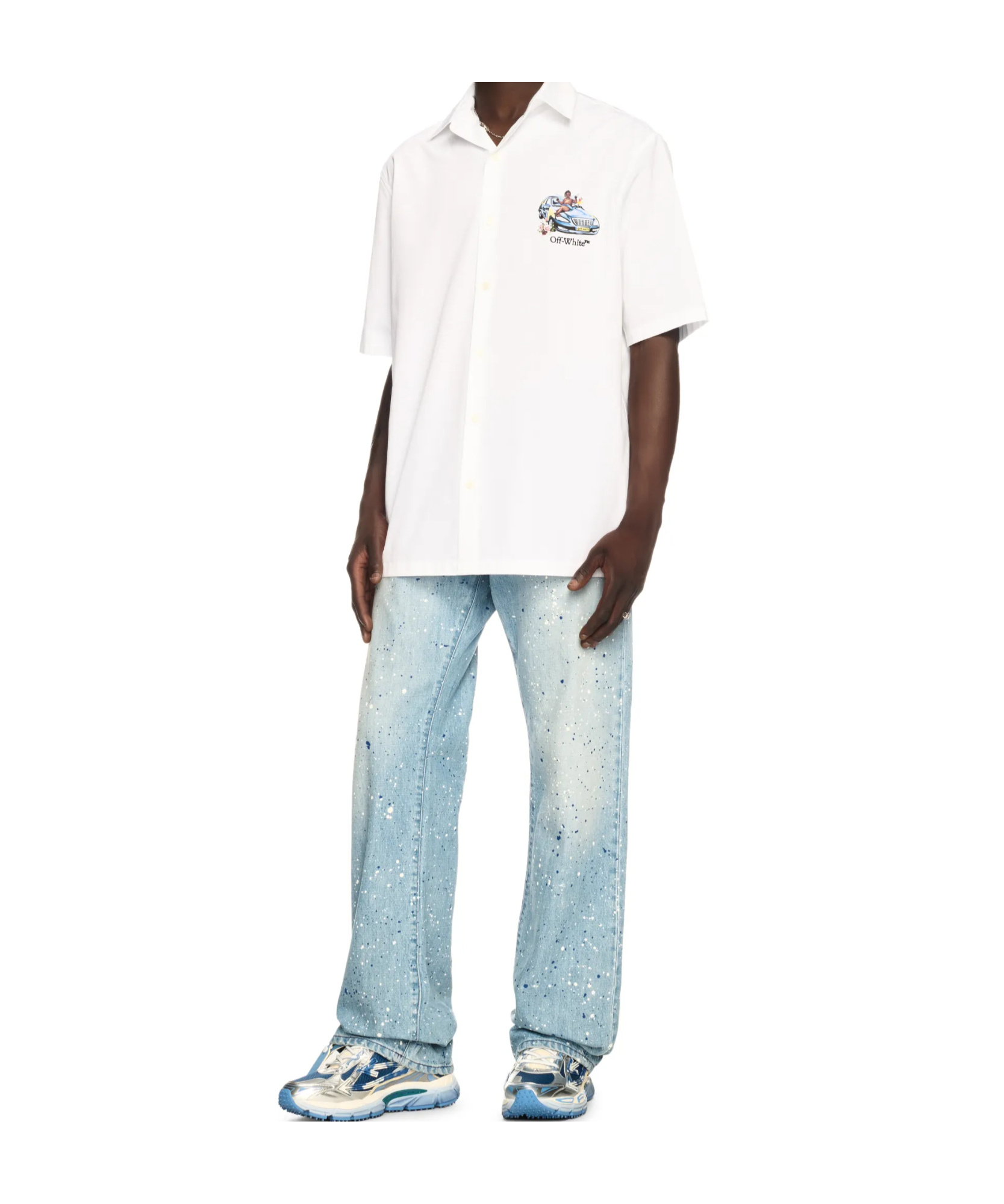 Off-white Paint Splatter Jeans In Blue